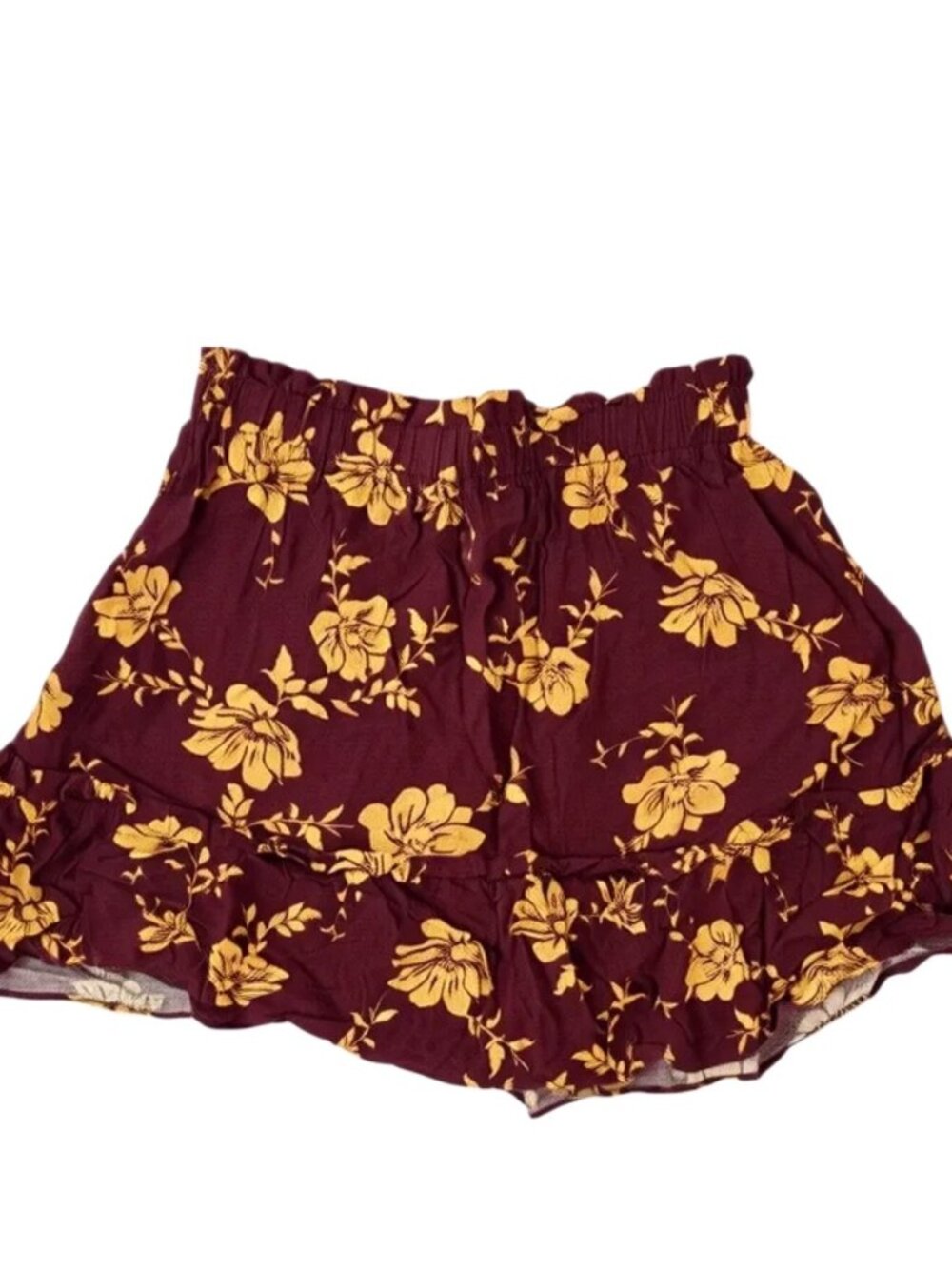 Wishlist Burgundy Floral Ruffle Skirt Size Medium